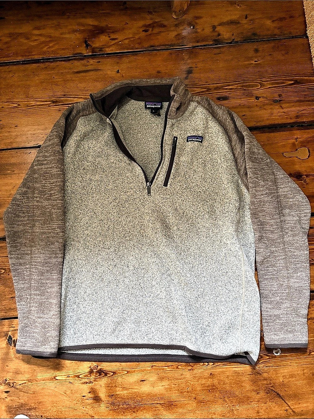 Patagonia Men's Better Sweater 1/4-Zip Fleece Pullover Gray & Brown XL